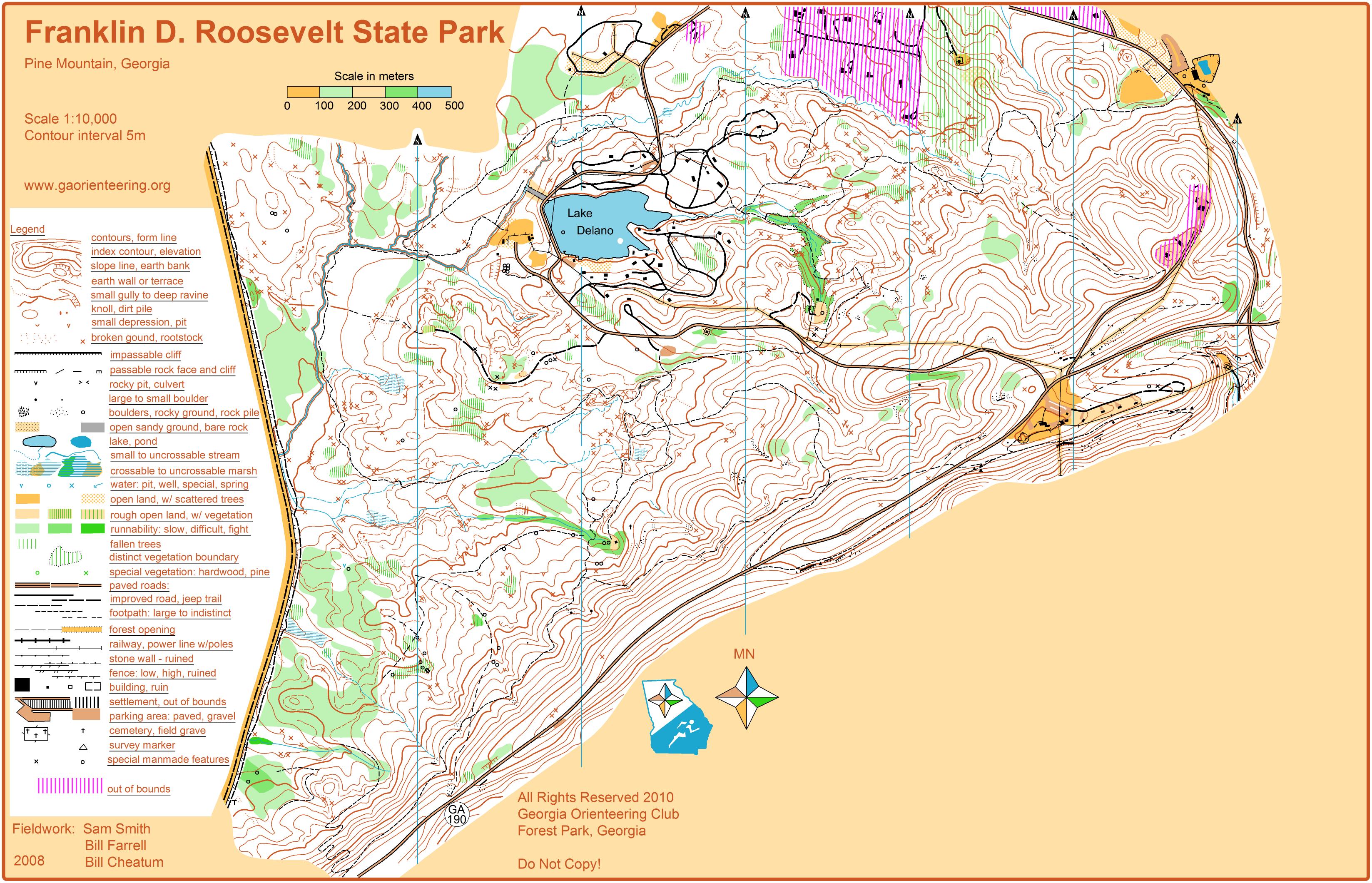 Fdr State Park Trail Map Fd Roosevelt State Park - September 19Th 2010 - Orienteering Map From  Georgia Orienteering Club (Gaoc)